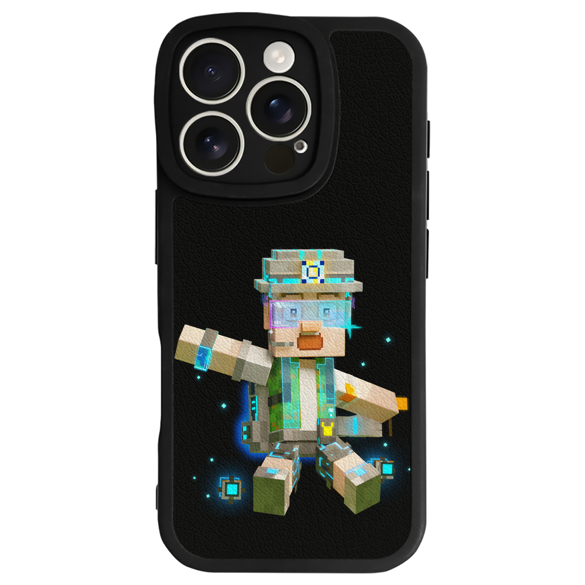 （画像用） マインクラフト ブロックの世界 Minecraft MC Block world 【iPhone 16シリーズ対応】シリコンスマホケース（レザー調） 材質：シリコン